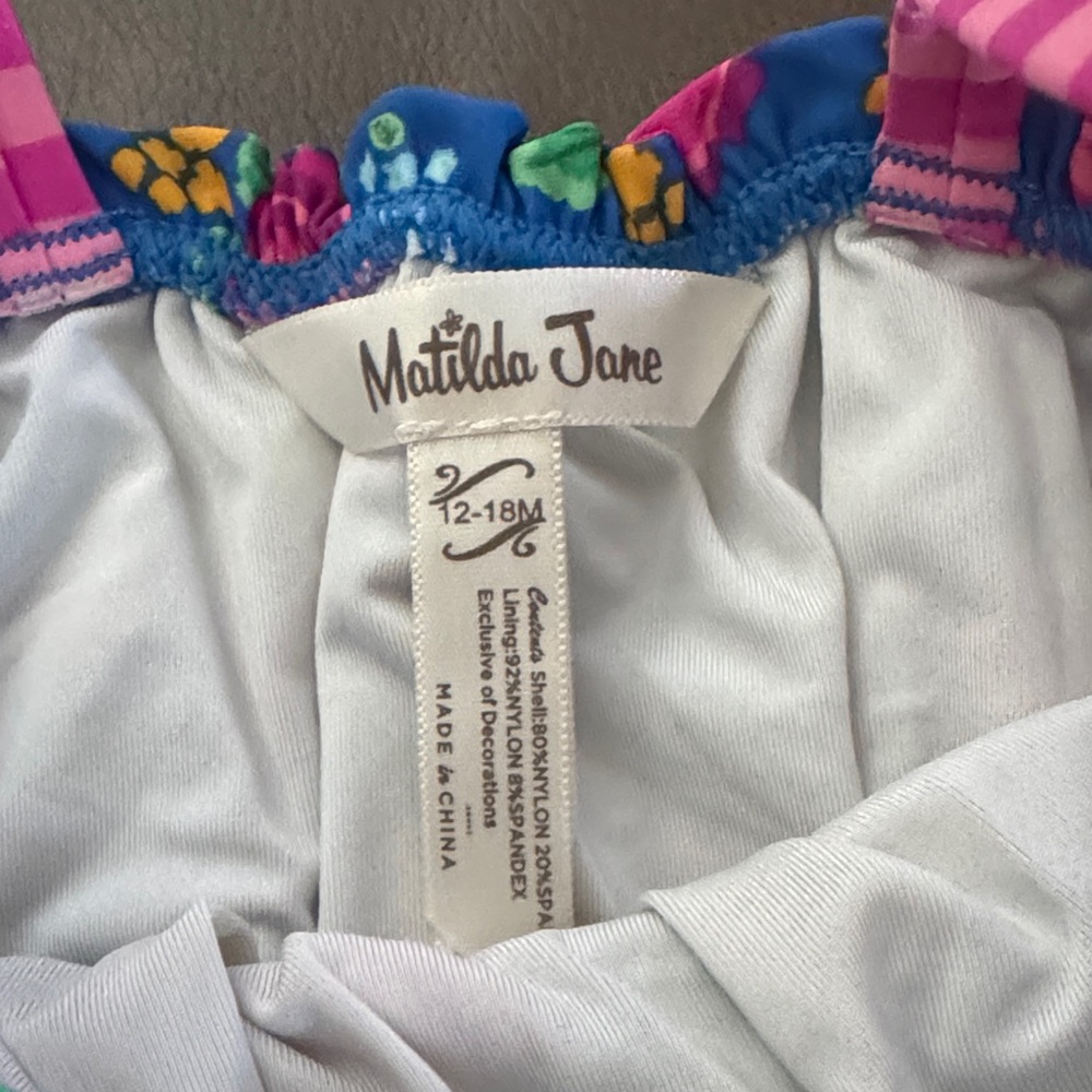 Matilda Jane Blue and Pink Floral Swimsuit - Picture 2 of 5
